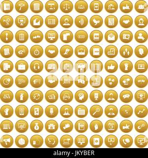 100 dialog icons set gold Stock Vector
