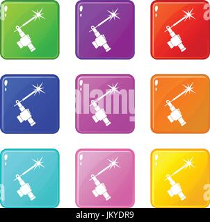 Mig welding torch in hand set 9 Stock Vector