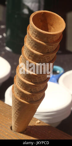 Stack of empty ice cream cones Stock Photo