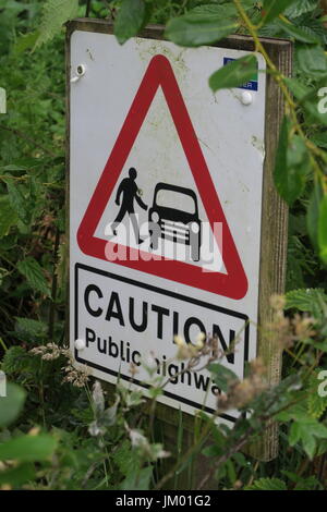 Caution public highway warning sign UK Stock Photo