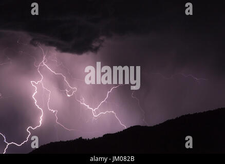 Lightning strike in the desert Stock Photo