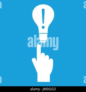 A finger pointer and light bulb icon white Stock Vector
