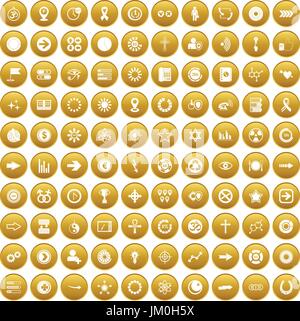 100 graphic elements icons set gold Stock Vector