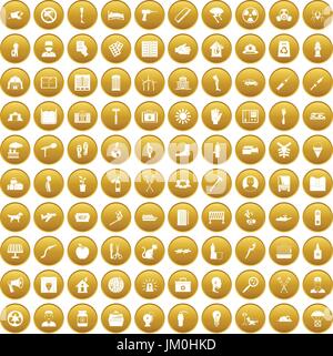 100 help icons set gold Stock Vector