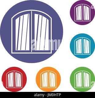 White window arched frame icons set flat Stock Vector Image & Art - Alamy