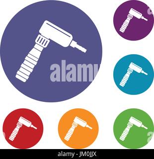 Hand draw rotary tattoo machine icons set Stock Vector