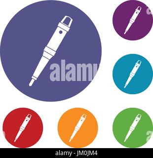 Grip of tattoo machine icons set Stock Vector