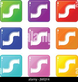 Joint pipe in form S letter set 9 Stock Vector