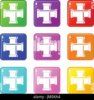 Black pipe fitting set 9 collection Stock Vector Image & Art - Alamy