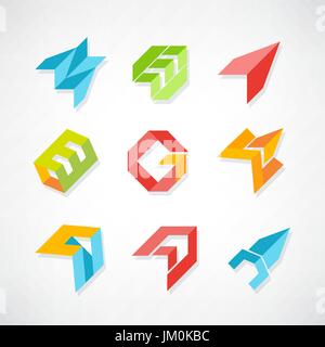 Set of symbol and shapes. Trendy icons and logotypes. Business signs symbols, labels, badges, frames and borders Stock Vector