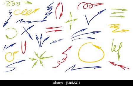 Set of hand-drawn arrows Stock Vector