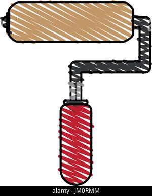 paint roller cartoon Stock Vector