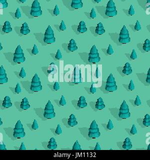 Seamless pattern with isometric trees Stock Vector