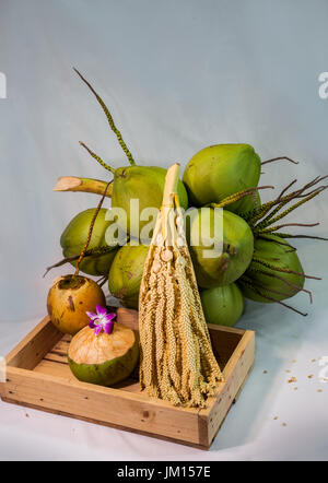 green coconut bunch on whire background Stock Photo