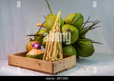 green coconut bunch on whire background Stock Photo