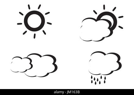Weather icons in black and white. vector illustration Stock Vector ...
