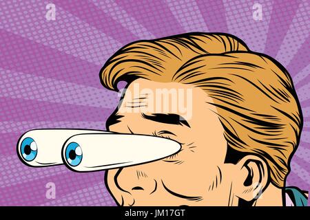 cartoon eyes popping out, shock surprise look Stock Vector
