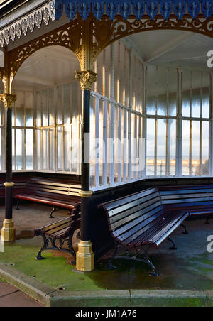 Victorian shelter at the coast along New Brighton promenade, England Stock Photo