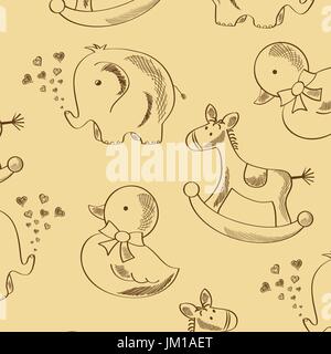 seamless pattern with retro toys, vector format Stock Vector