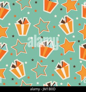 retro seamless pattern with gift boxes, vector format Stock Vector