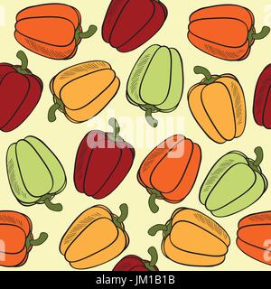 seamless pattern with peppers, vector format Stock Vector