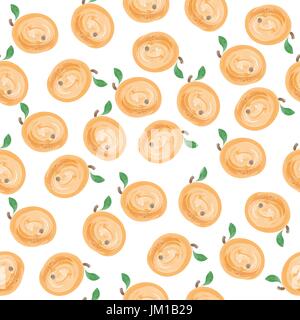 fresh watercolor seamless pattern with apricots, vector format Stock Vector