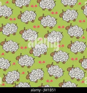 seamless pattern with sheep, vector format Stock Vector