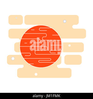 Red planet Mars icon in the space with stars. Cute flat illustration ...