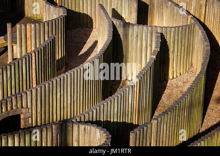 Childrens Maze,Play Area,Wooden Maze,Dane John Gardens,Canterbury,Kent Stock Photo