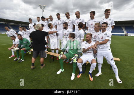 Uherske Hradiste, Czech Republic. 25th July, 2017. 1. FC Slovacko team pose for family photo prior to the Czech soccer league season 2017/2018 in Uherske Hradiste, Czech Republic, July 25, 2017. Credit: Dalibor Gluck/CTK Photo/Alamy Live News Stock Photo