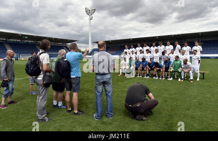 Uherske Hradiste, Czech Republic. 25th July, 2017. 1. FC Slovacko team pose for family photo prior to the Czech soccer league season 2017/2018 in Uherske Hradiste, Czech Republic, July 25, 2017. Credit: Dalibor Gluck/CTK Photo/Alamy Live News Stock Photo