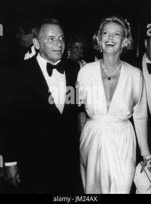 July 25, 2017 - FILE - BARBARA MARX SINATRA (October 16, 1927 - July 25, 2017) was an American former model showgirl, philanthropist and widow of FRANK SINATRA, died Tuesday at her home Rancho Mirage, California. She was 90. 'She died comfortably surrounded by family and friends at her home, ' said Director of the Barbara Sinatra Children's Center Foundation, said in a statement. The philanthropist was the music icon's fourth wife. They were married in 1976 until Frank Sinatra's death in 1998. Pictured: Apr 27, 1977; New York, NY, USA; Singer FRANK SINATRA with wife BARBARA at the Robert Merri Stock Photo