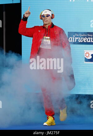 Budapest. 25th July, 2017. China's Sun Yang is seen prior to the men's 200m freestyle swimming event at the 17th FINA World Championships in Budapest, Hungary on July 25, 2017. Credit: Ding Xu/Xinhua/Alamy Live News Stock Photo