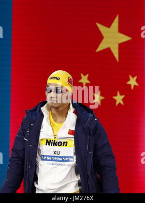 Budapest. 25th July, 2017. China's Xu Jiayu is seen before the men's 100m backstroke swimming final at the 17th FINA Aquatics World Championships held in Budapest, Hungary on July 25, 2017. Credit: Ding Xu/Xinhua/Alamy Live News Stock Photo