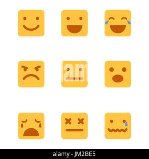 Squared emoticons vector icons set. Stock Vector