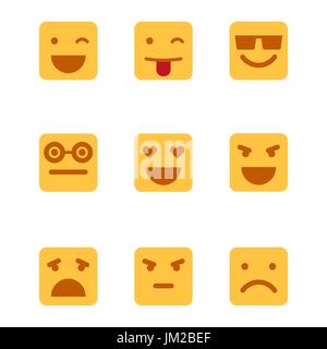 Squared emoticons vector icons set. Stock Vector