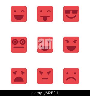 Squared emoticons vector icons set. Stock Vector