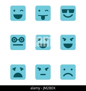 Squared emoticons vector icons set. Stock Vector