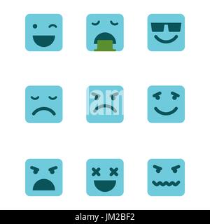 Squared emoticons vector icons set. Stock Vector