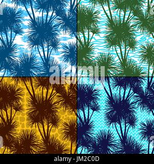 Tropical Palms Silhouettes Seamless Stock Vector