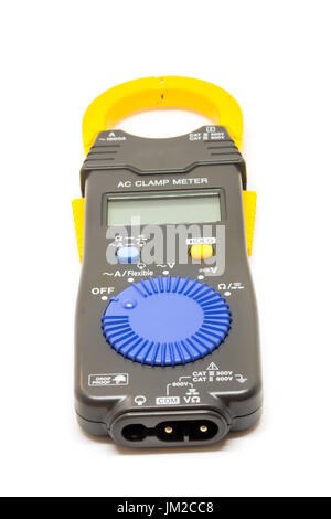 Electric  digital multimeter. Clamp digital meter on the white background Stock Photo