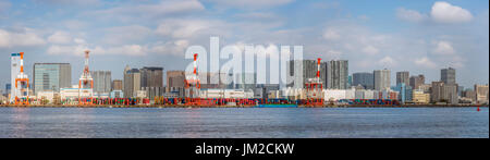 View from Odaiba at Yokoreitokyo Daini Industrial Plant and the skyline of Shinagawa, Tokyo, Japan Stock Photo