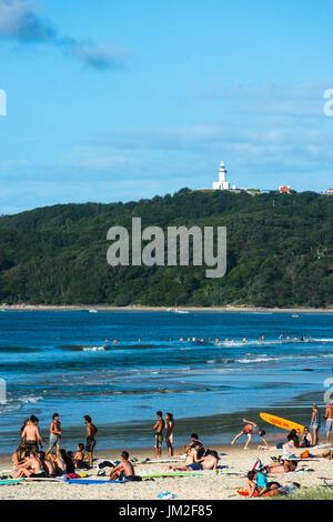 A busy Main beach at Byron bay, New South Wales, Australia. Stock Photo