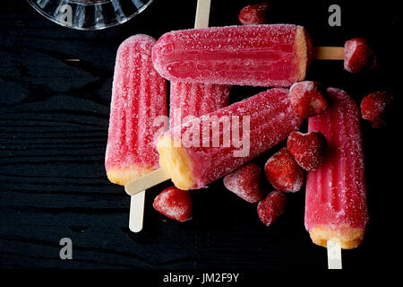 Youth ice pop from the freezer. with a touch of frost and ice. Refreshing in the heat . Stock Photo