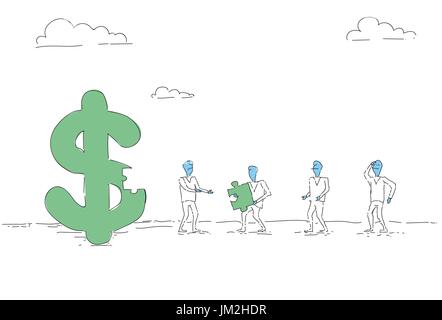 Business People Group Build Dollar Sign Team Investment Together Concept Stock Vector