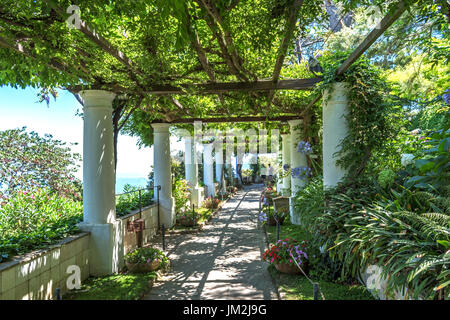 the gardens of villa san michele in anacapri on the island of capri, italy. Stock Photo