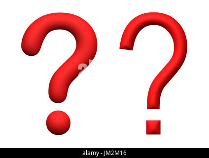 illustration of red 3d rendered question marks, isolated on white background Stock Photo