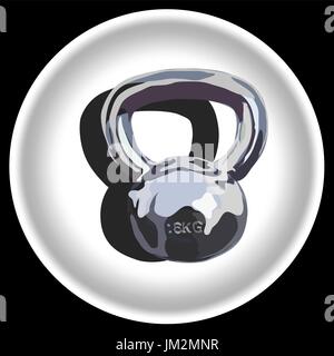 16 kg black kettle-bell isolated on a white background. vector illustration. Stock Vector
