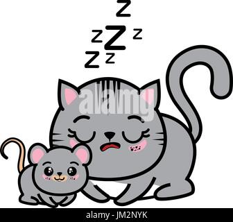 isolated cat and mouse icon vector illustration graphic design Stock Vector