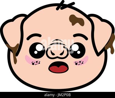 isolated cute pig face icon vector illustration graphic design Stock Vector